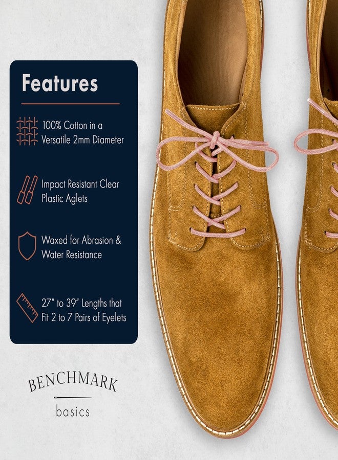 Benchmark Basics Round Waxed Cotton Shoe Laces - 2mm (5/64”) Width - 27”, 30”, 33”, 36” & 39" - Available in 18 Colors (27 Inches, Pink) - Image 2